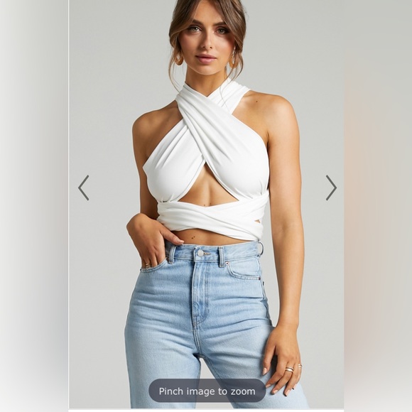 SHOWPO LILAH MULTI TIE CROP TOP IN WHITE - Picture 3 of 7